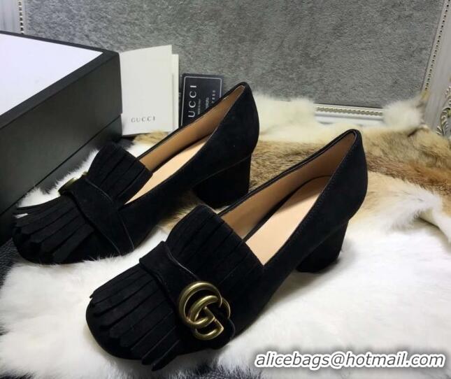 Best Price Gucci Suede Fringe Pumps 5cm Black 319026