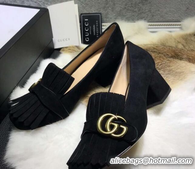 Best Price Gucci Suede Fringe Pumps 5cm Black 319026