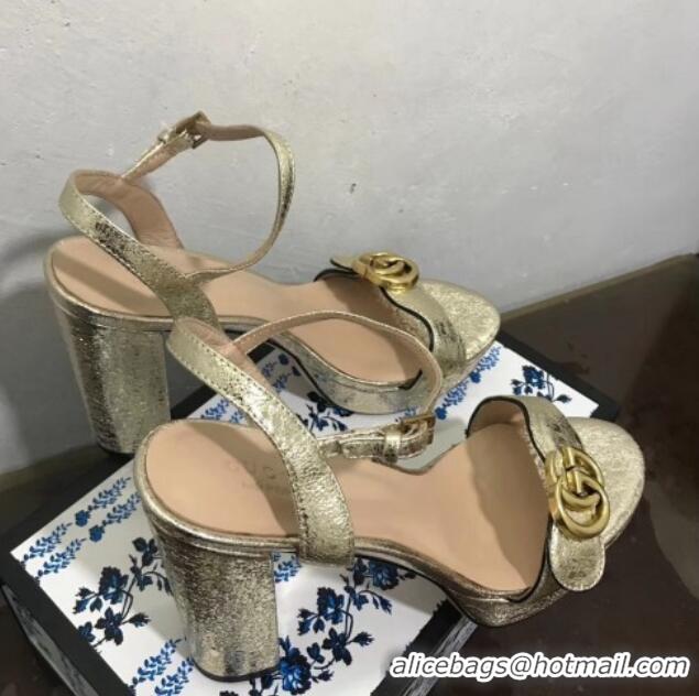 Good Looking Gucci Leather Wave Platform Sandals 10.5cm Gold 319034