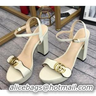 Luxury Gucci Leather Wave Platform Sandals 10.5cm White 319035