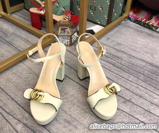 Luxury Gucci Leather Wave Platform Sandals 10.5cm White 319035