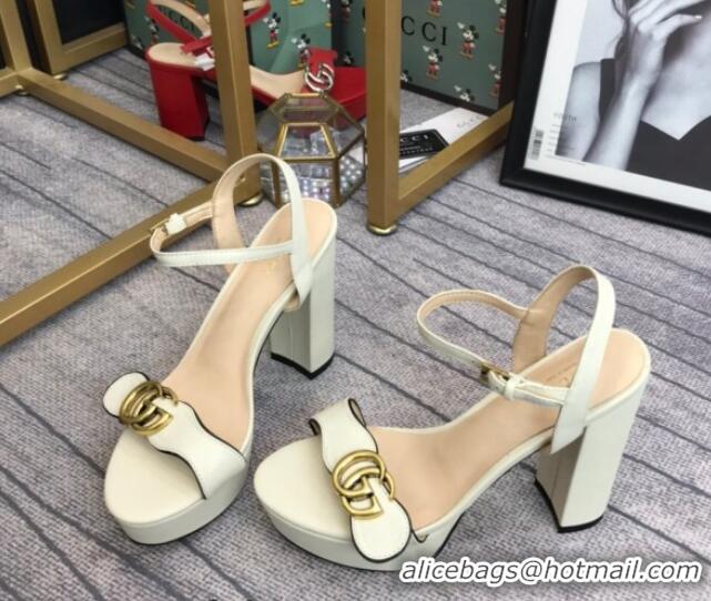 Luxury Gucci Leather Wave Platform Sandals 10.5cm White 319035