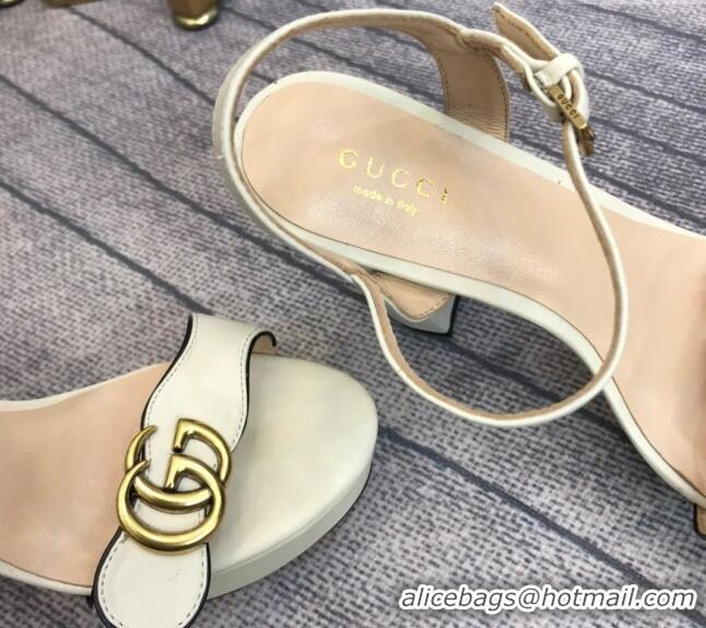 Luxury Gucci Leather Wave Platform Sandals 10.5cm White 319035