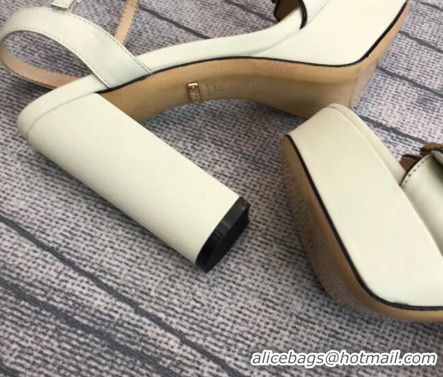 Luxury Gucci Leather Wave Platform Sandals 10.5cm White 319035