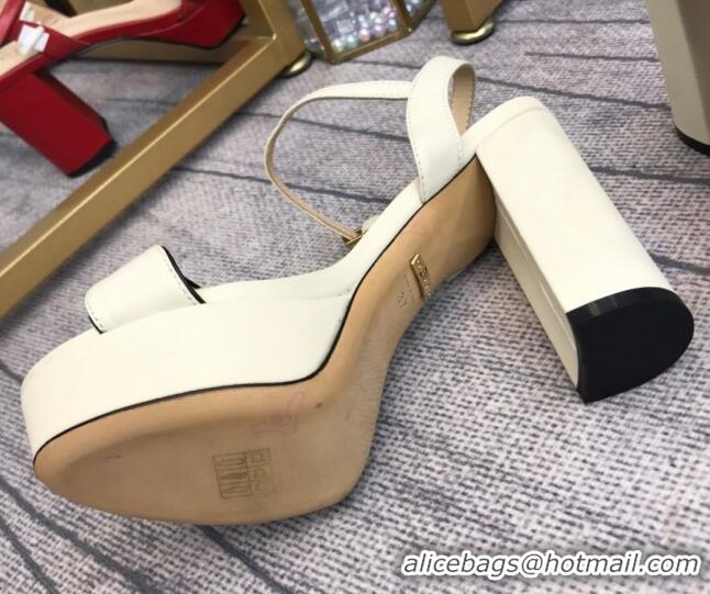 Luxury Gucci Leather Wave Platform Sandals 10.5cm White 319035