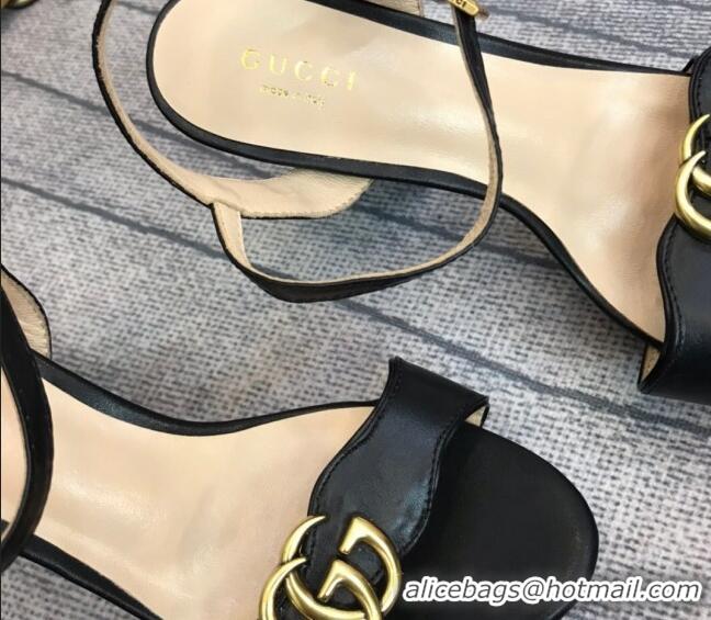 Buy Discount Gucci Leather Wave Platform Sandals 10.5cm Black 319036