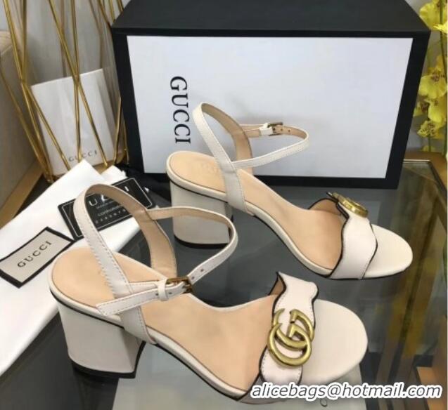 Good Looking Gucci Leather Wave Heel Sandals 7.5cm White 319040