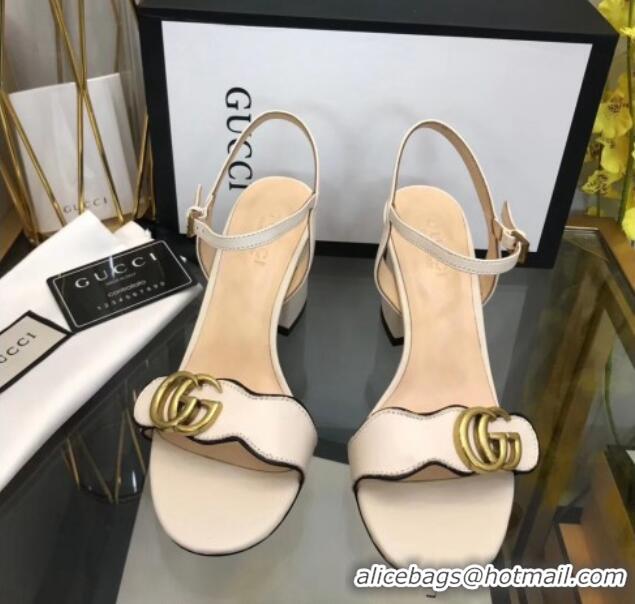 Good Looking Gucci Leather Wave Heel Sandals 7.5cm White 319040