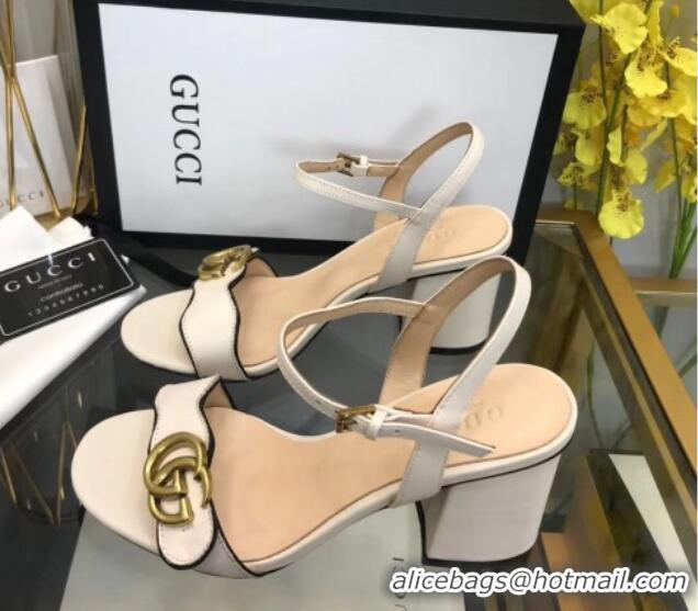 Good Looking Gucci Leather Wave Heel Sandals 7.5cm White 319040