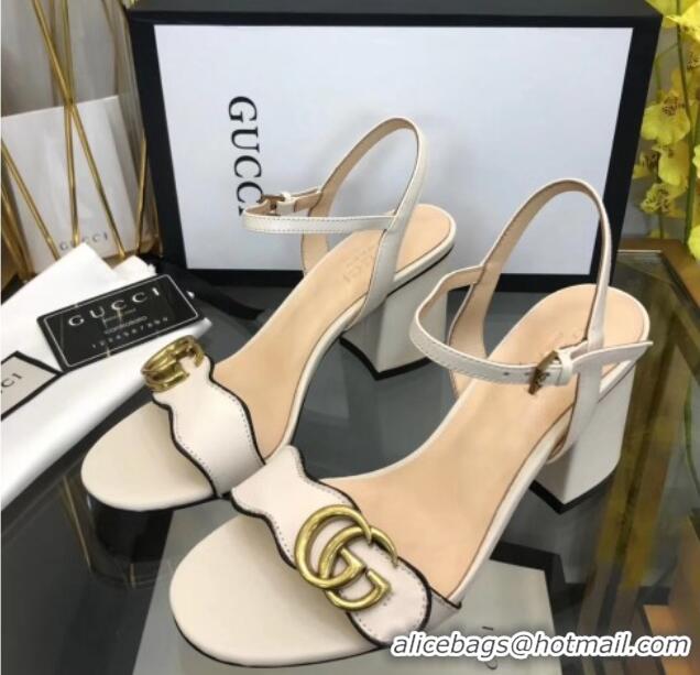 Good Looking Gucci Leather Wave Heel Sandals 7.5cm White 319040