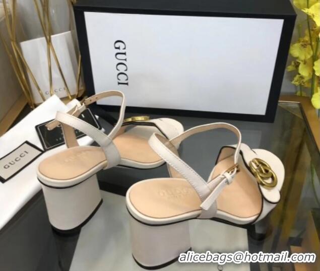 Good Looking Gucci Leather Wave Heel Sandals 7.5cm White 319040