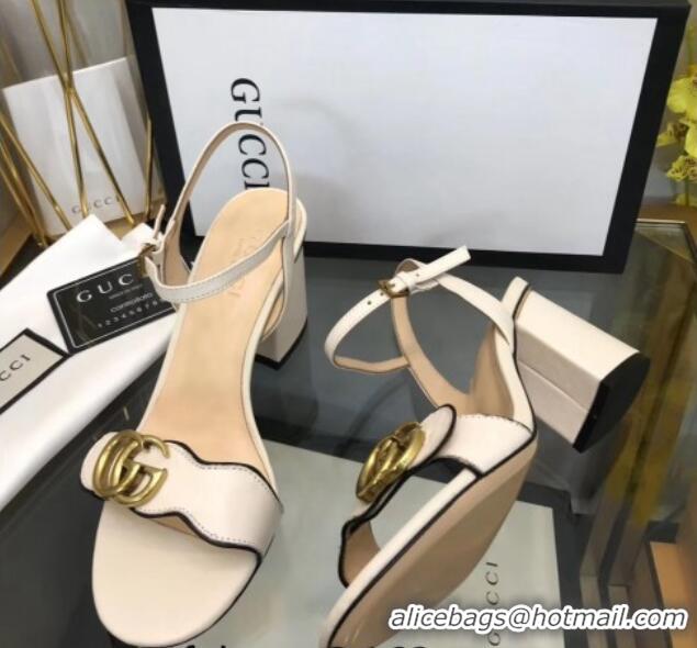 Good Looking Gucci Leather Wave Heel Sandals 7.5cm White 319040