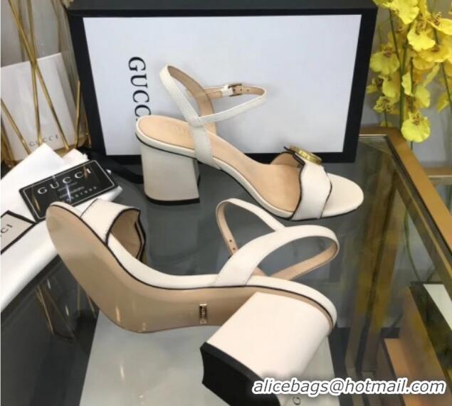 Good Looking Gucci Leather Wave Heel Sandals 7.5cm White 319040