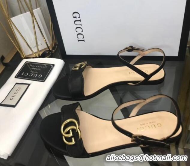 Unique Style Gucci Leather Wave Flat Sandals Black 319043