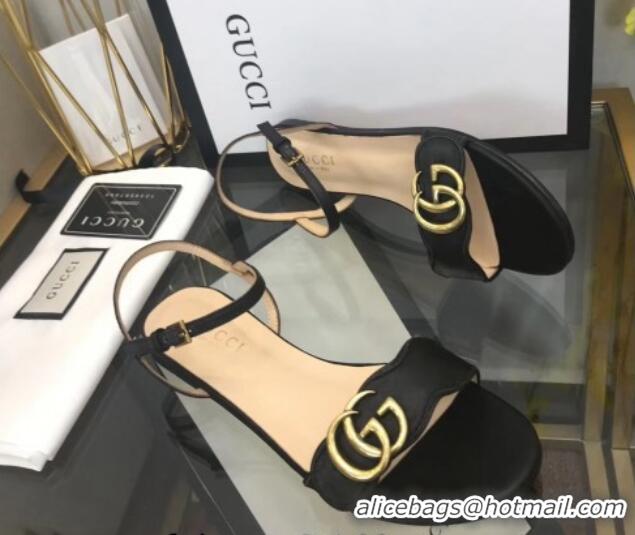 Unique Style Gucci Leather Wave Flat Sandals Black 319043