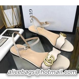 Discount Gucci Leather Wave Flat Sandals White 319044