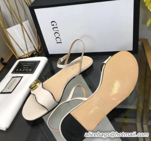 Discount Gucci Leather Wave Flat Sandals White 319044