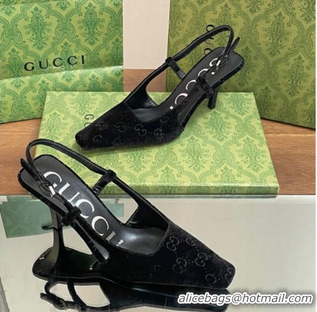 Best Product Gucci Slingback High heel Pumps 8.5cm in Velvet Black 319047