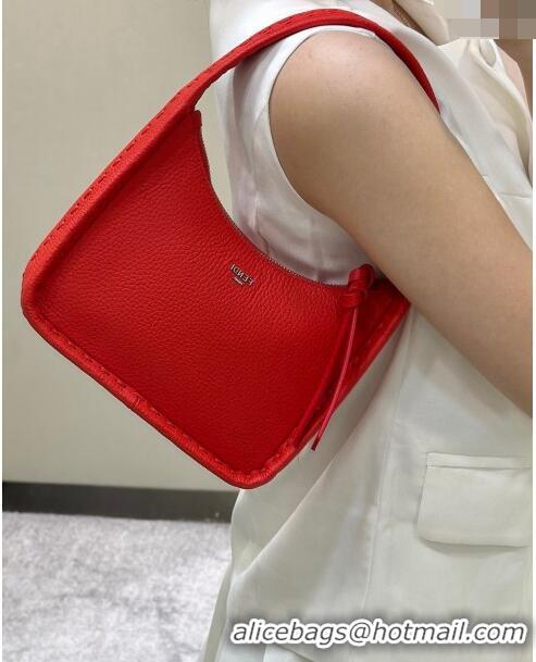 Grade Design Fendi Mini Fendessence Hobo bag in Grained Calfskin with Topstitches 80165 Red 2024