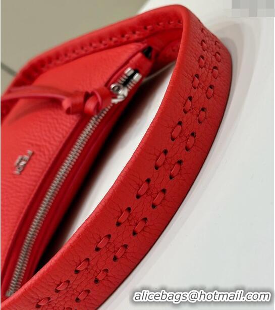 Grade Design Fendi Mini Fendessence Hobo bag in Grained Calfskin with Topstitches 80165 Red 2024