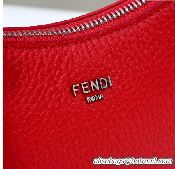 Grade Design Fendi Mini Fendessence Hobo bag in Grained Calfskin with Topstitches 80165 Red 2024