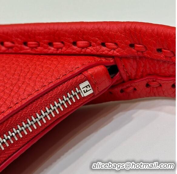 Grade Design Fendi Mini Fendessence Hobo bag in Grained Calfskin with Topstitches 80165 Red 2024