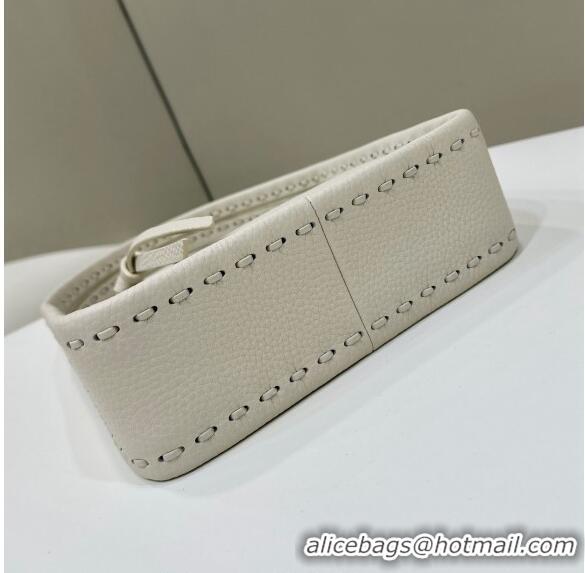 Super Quality  Fendi Mini Fendessence Hobo bag in Grained Calfskin with Topstitches 80165 White 2024