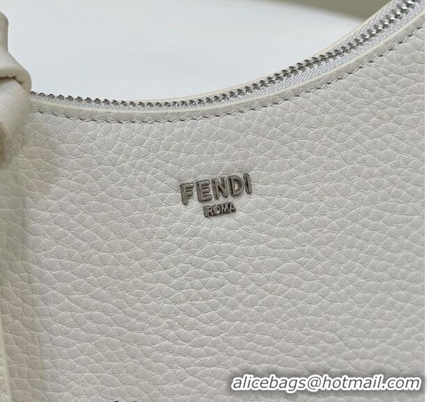 Super Quality  Fendi Mini Fendessence Hobo bag in Grained Calfskin with Topstitches 80165 White 2024