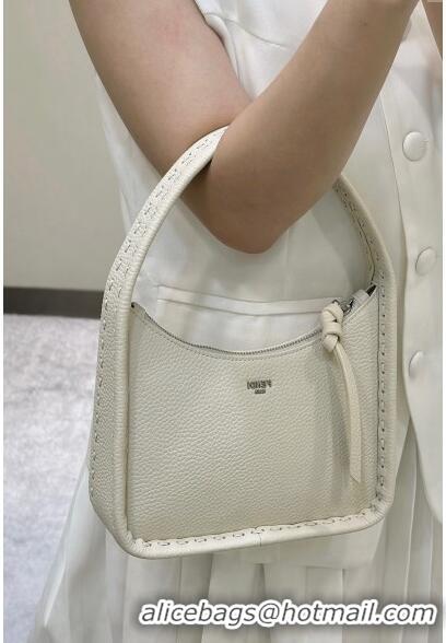 Super Quality  Fendi Mini Fendessence Hobo bag in Grained Calfskin with Topstitches 80165 White 2024