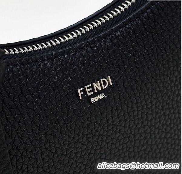 Grade Design Fendi Mini Fendessence Hobo bag in Grained Calfskin with Topstitches 80165 Black 2024