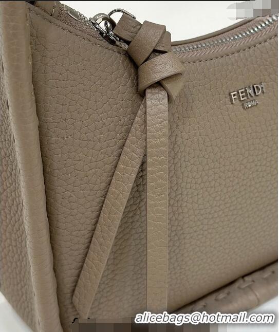 Traditional Specials Fendi Mini Fendessence Hobo bag in Grained Calfskin with Topstitches 80165 Grey 2024