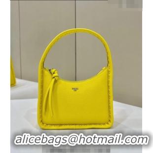 Buy Discount Fendi Mini Fendessence Hobo bag in Grained Calfskin with Topstitches 80165 Yellow 2024