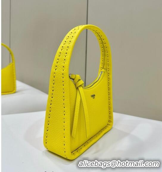 Buy Discount Fendi Mini Fendessence Hobo bag in Grained Calfskin with Topstitches 80165 Yellow 2024