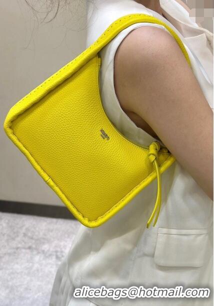 Buy Discount Fendi Mini Fendessence Hobo bag in Grained Calfskin with Topstitches 80165 Yellow 2024