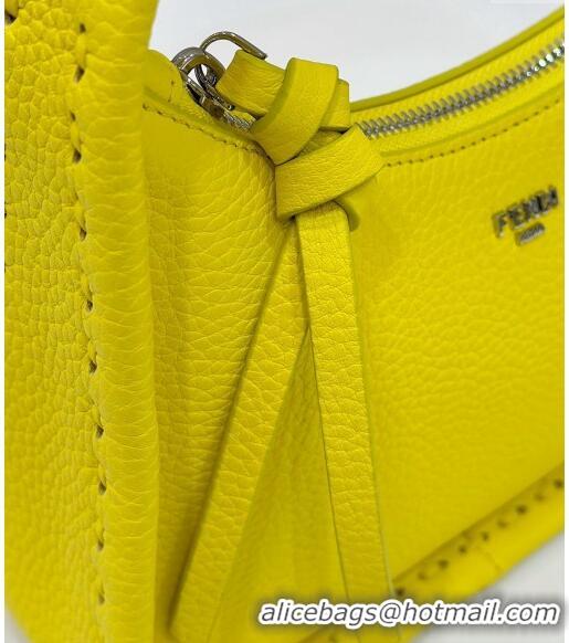 Buy Discount Fendi Mini Fendessence Hobo bag in Grained Calfskin with Topstitches 80165 Yellow 2024