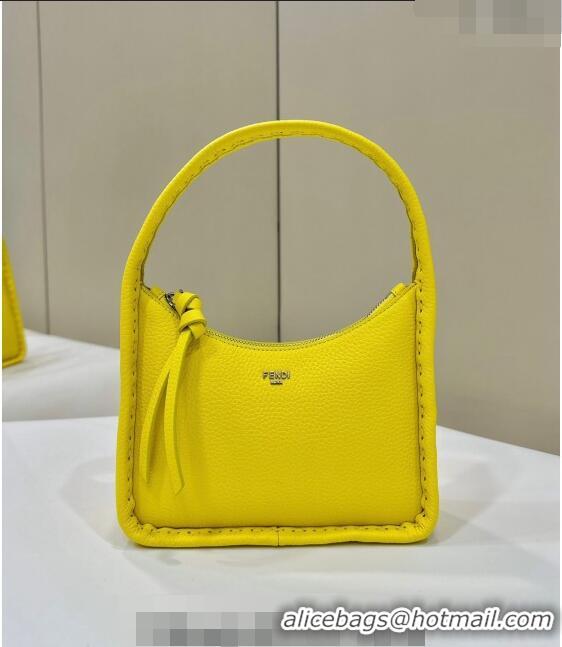 Buy Discount Fendi Mini Fendessence Hobo bag in Grained Calfskin with Topstitches 80165 Yellow 2024