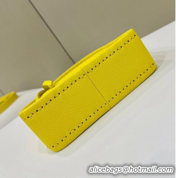 Buy Discount Fendi Mini Fendessence Hobo bag in Grained Calfskin with Topstitches 80165 Yellow 2024