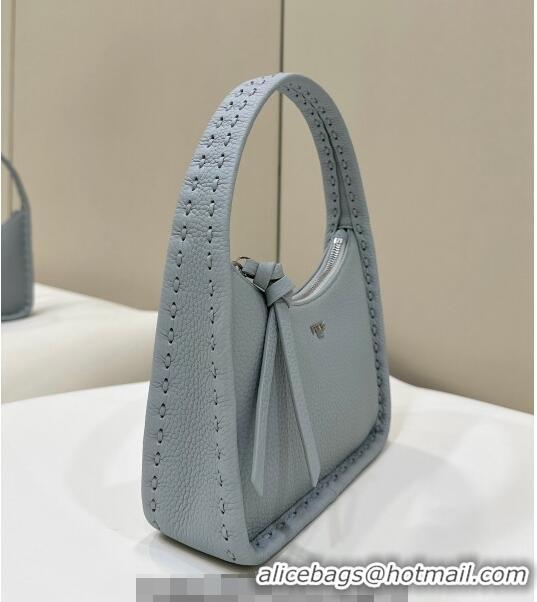 Famous Brand Fendi Mini Fendessence Hobo bag in Grained Calfskin with Topstitches 80165 Light Blue 2024