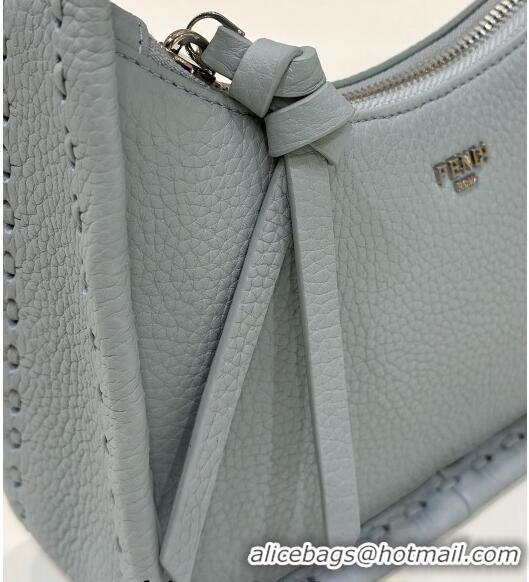 Famous Brand Fendi Mini Fendessence Hobo bag in Grained Calfskin with Topstitches 80165 Light Blue 2024