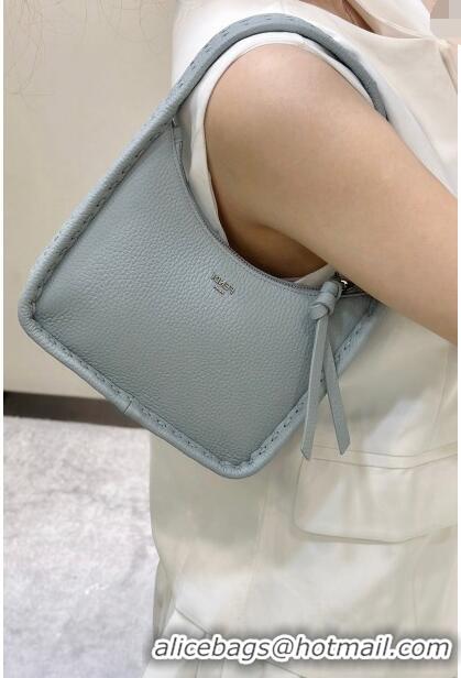 Famous Brand Fendi Mini Fendessence Hobo bag in Grained Calfskin with Topstitches 80165 Light Blue 2024