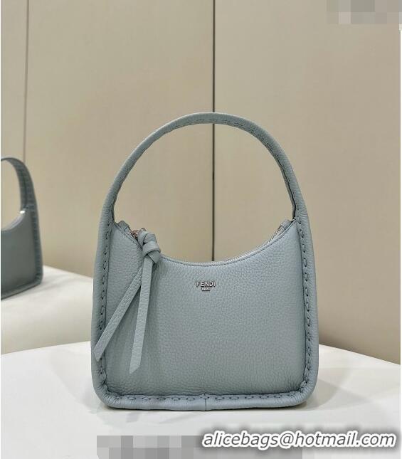 Famous Brand Fendi Mini Fendessence Hobo bag in Grained Calfskin with Topstitches 80165 Light Blue 2024