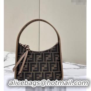 Inexpensive Fendi Mini Fendessence Hobo bag in Brown FF Fabric with Topstitches 80165 2024