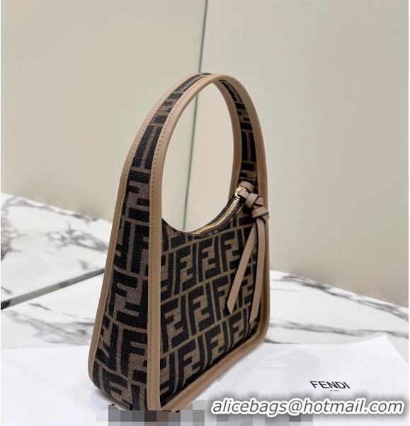 Inexpensive Fendi Mini Fendessence Hobo bag in Brown FF Fabric with Topstitches 80165 2024