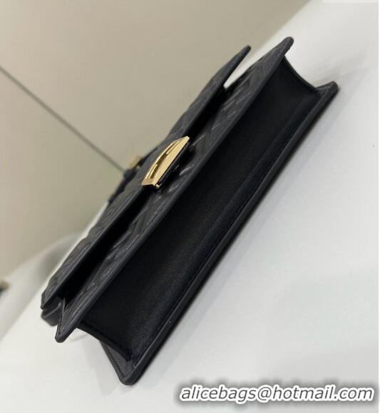 Good Taste Fendi Wallet On Chain Baguette Mini Bag in FF Nappa Leather 8638 Black 2024