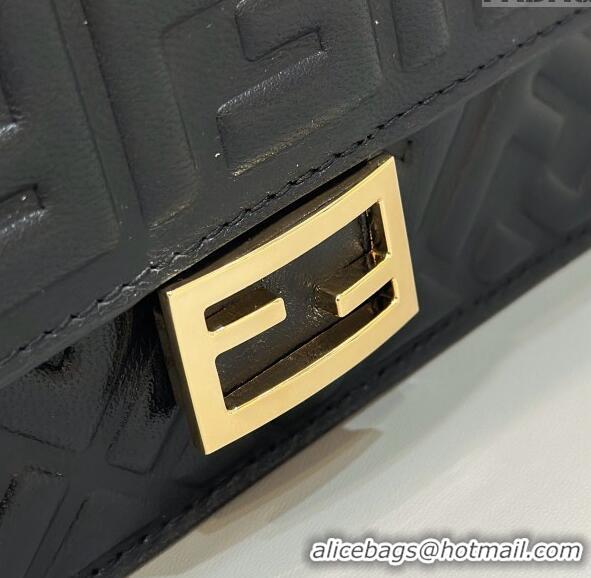 Good Taste Fendi Wallet On Chain Baguette Mini Bag in FF Nappa Leather 8638 Black 2024