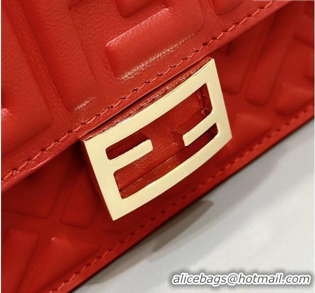 Promotional Fendi Wallet On Chain Baguette Mini Bag in FF Nappa Leather 8638 Red 2024