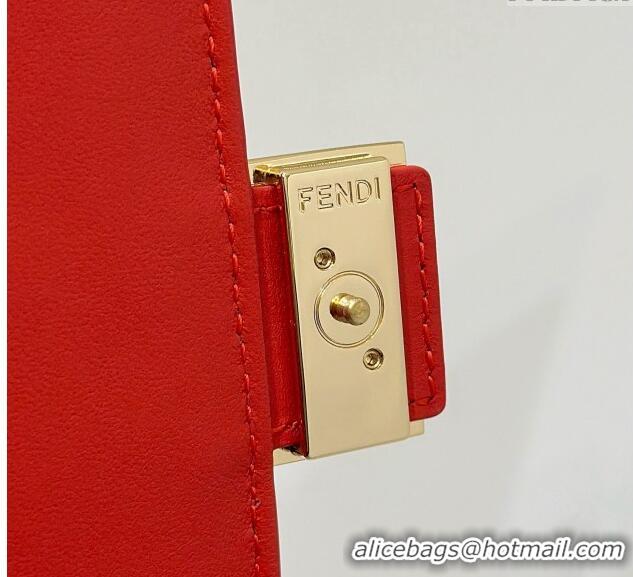 Promotional Fendi Wallet On Chain Baguette Mini Bag in FF Nappa Leather 8638 Red 2024