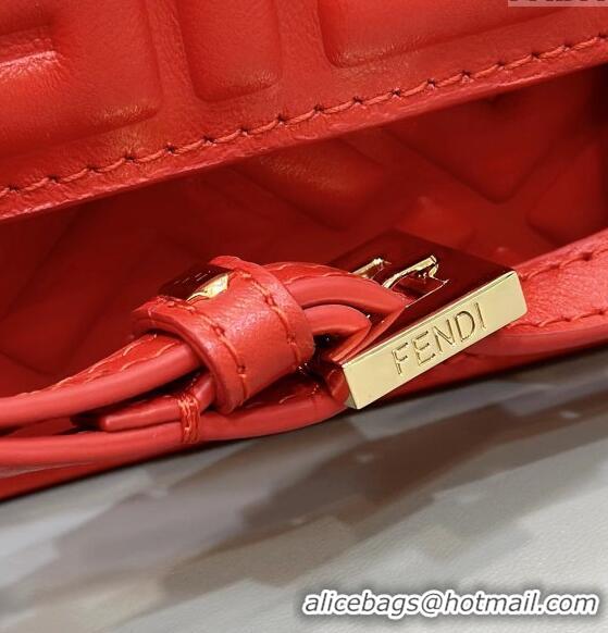 Promotional Fendi Wallet On Chain Baguette Mini Bag in FF Nappa Leather 8638 Red 2024