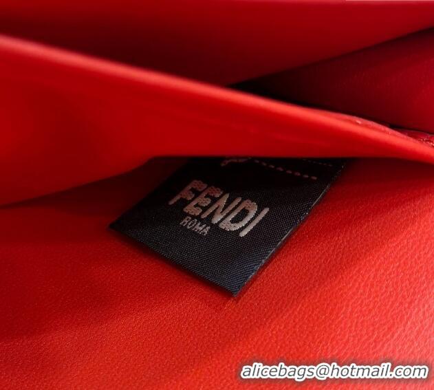 Promotional Fendi Wallet On Chain Baguette Mini Bag in FF Nappa Leather 8638 Red 2024