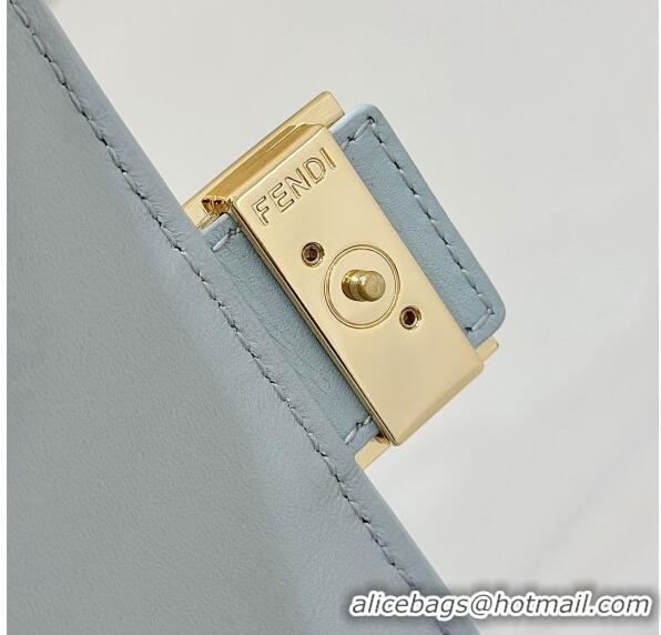 Top Quality Fendi Wallet On Chain Baguette Mini Bag in FF Nappa Leather 8638 Light Blue 2024